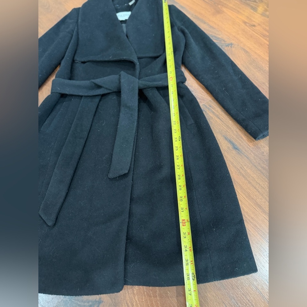 Cole Haan women's Wool Blend Belted Wrap Peacoat, Sz 2 Black - Picture 4 of 9